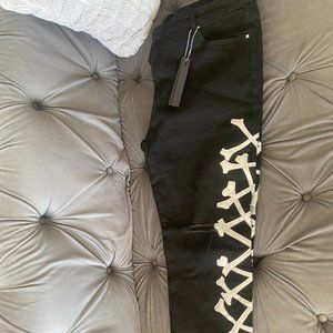 AMIRI Black Cotton Bones Applique Skinny Jeans Size 40
